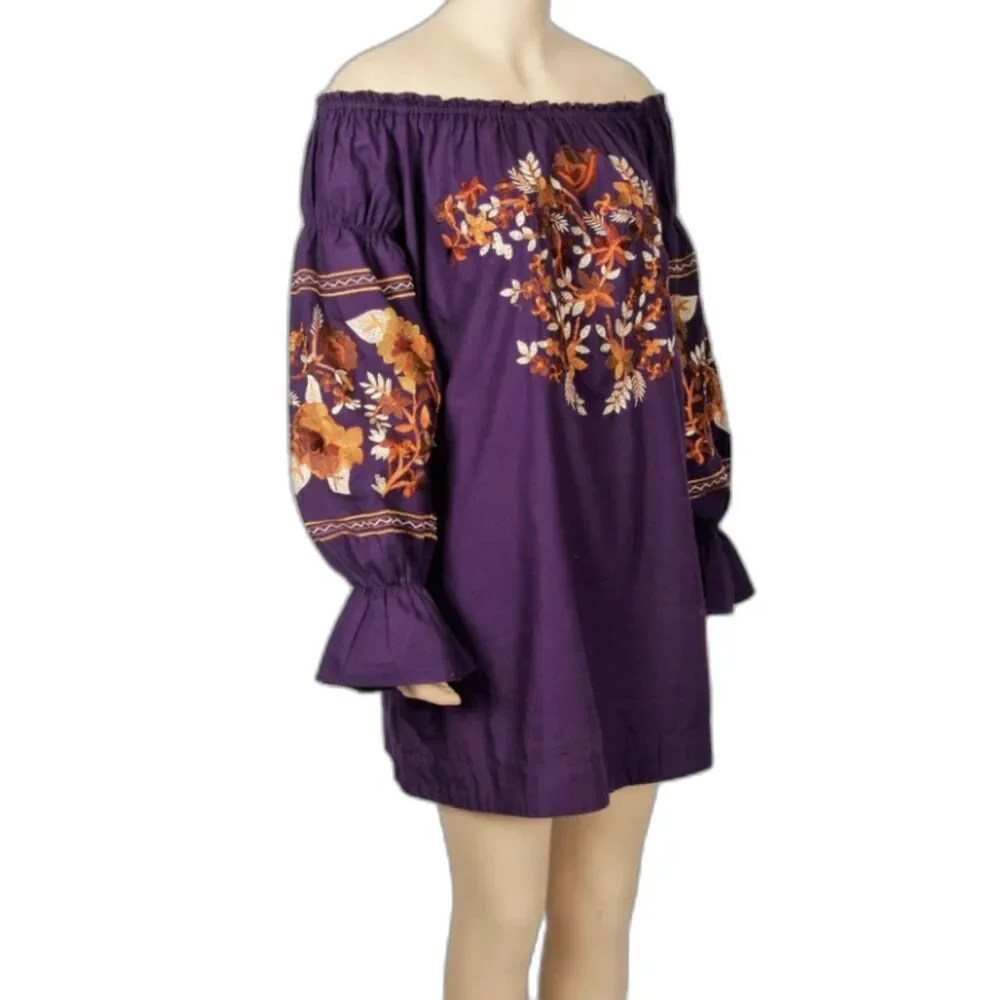 Free People Fleur De Jour Cotton Embroidered Mini Dress - Size XS - NWT